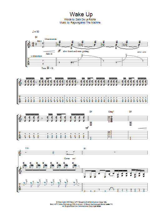 Wake Up (Guitar Tab) von Rage Against The Machine