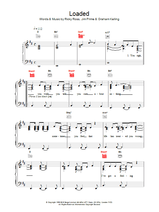 Loaded (Piano, Vocal & Guitar Chords) von Deacon Blue