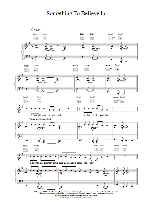 Something To Believe In (Piano, Vocal & Guitar Chords) von Bon Jovi