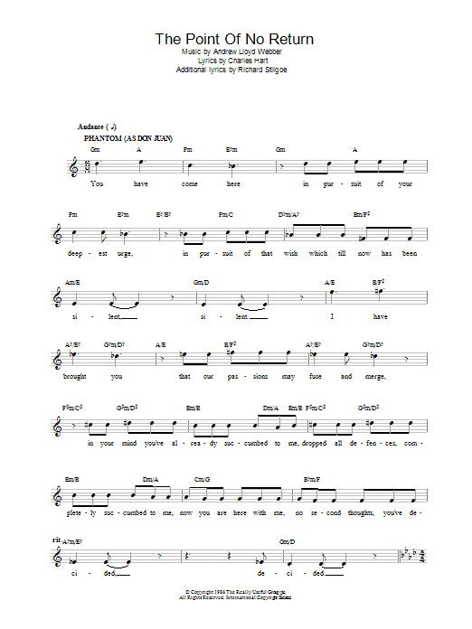 The Point Of No Return (from The Phantom Of The Opera) (Lead Sheet / Fake Book) von Andrew Lloyd Webber