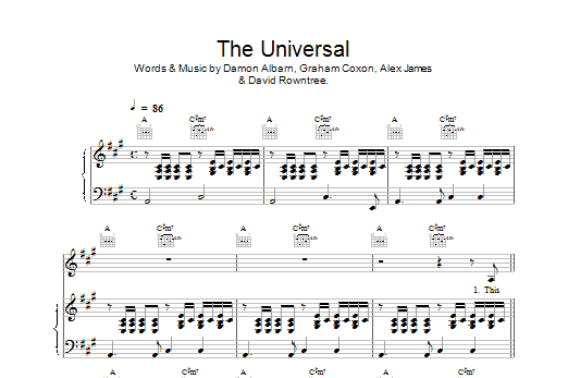 The Universal (Piano, Vocal & Guitar Chords) von Blur