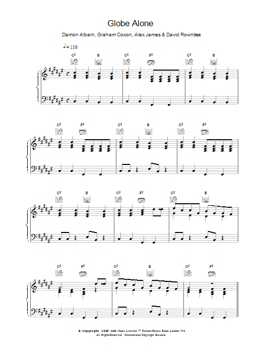 Globe Alone (Piano, Vocal & Guitar Chords) von Blur