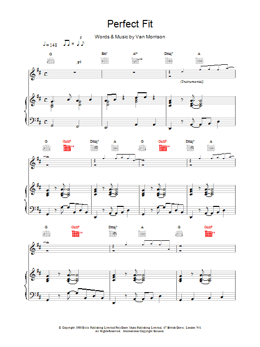 Perfect Fit (Piano, Vocal & Guitar Chords) von Van Morrison