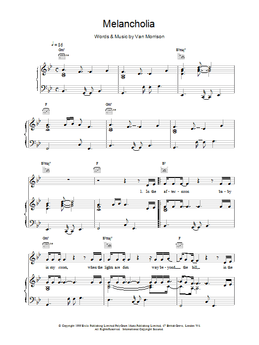 Melancholia (Piano, Vocal & Guitar Chords) von Van Morrison