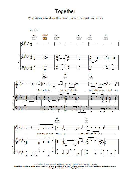 Together (Piano, Vocal & Guitar Chords) von Boyzone