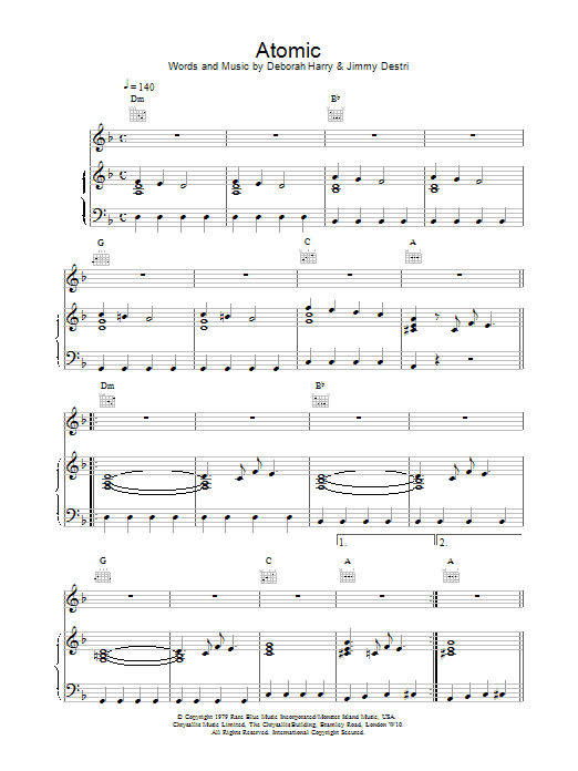 Atomic (Piano, Vocal & Guitar Chords) von Blondie