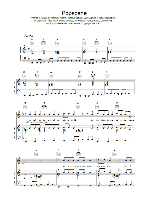 Popscene (Piano, Vocal & Guitar Chords) von Blur