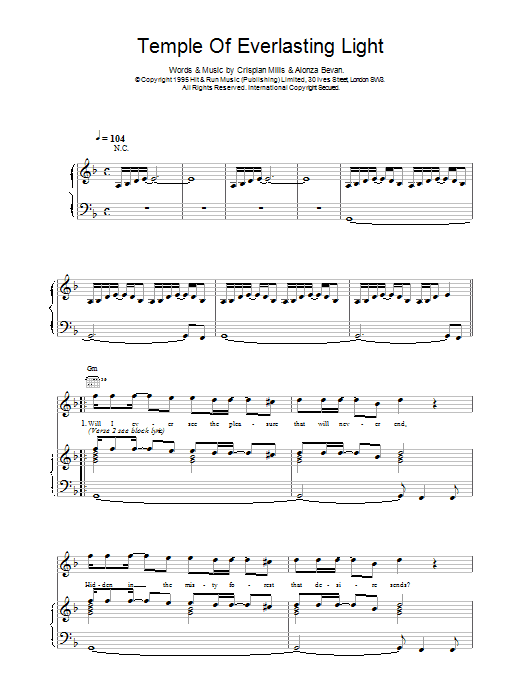 Temple Of Everlasting Light (Piano, Vocal & Guitar Chords) von Kula Shaker