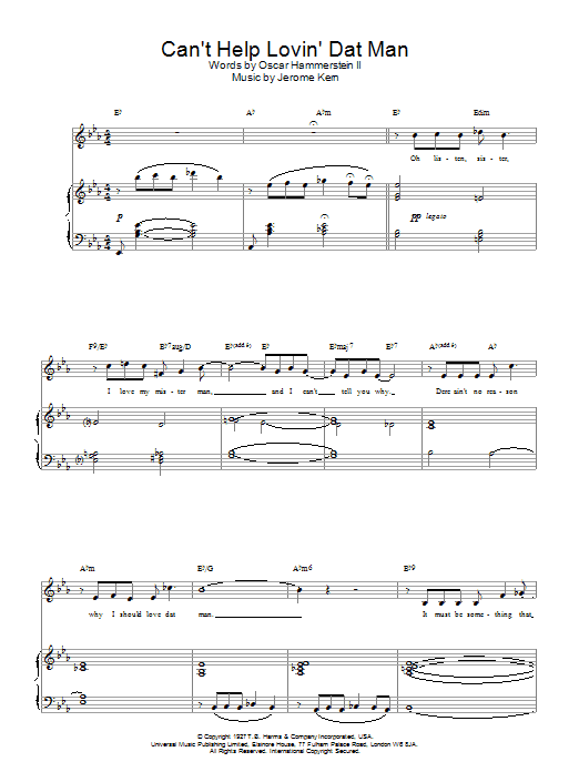 Can't Help Lovin' Dat Man (Piano, Vocal & Guitar Chords) von Jerome Kern