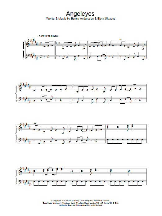Angeleyes (Piano, Vocal & Guitar Chords) von ABBA