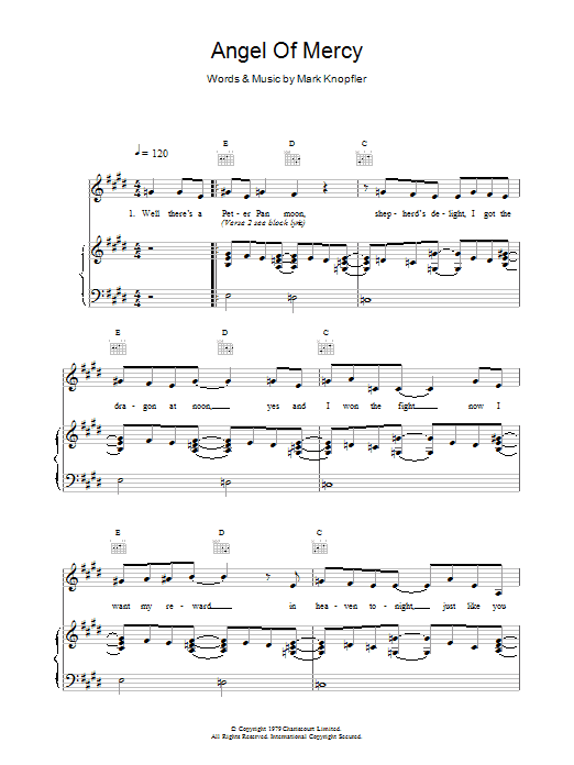 Angel Of Mercy (Piano, Vocal & Guitar Chords) von Dire Straits