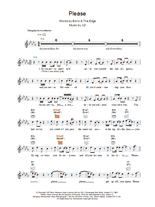 Please (Lead Sheet / Fake Book) von U2