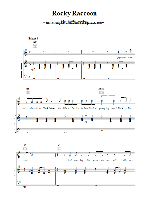 Rocky Raccoon (Piano, Vocal & Guitar Chords) von The Beatles