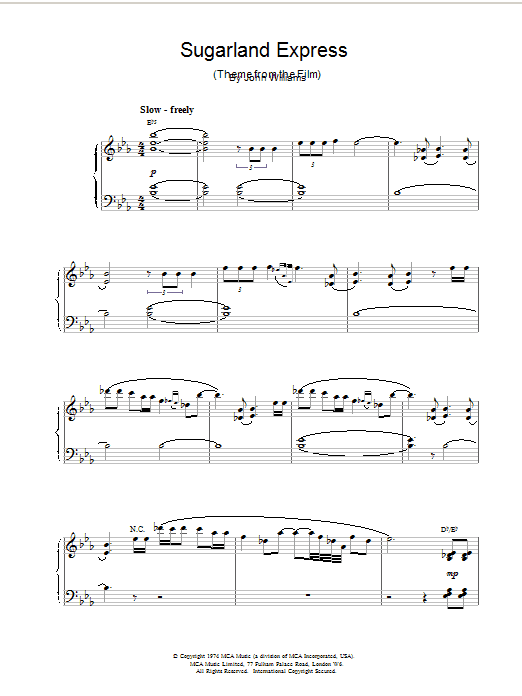 Sugarland Express (Piano Solo) von John Williams