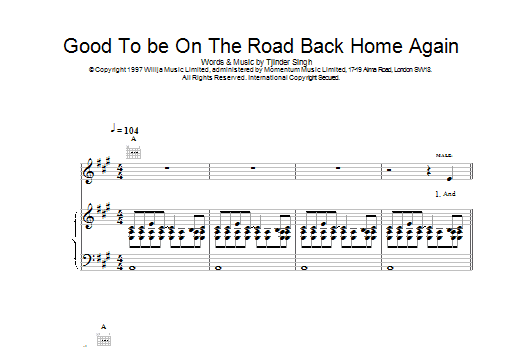 Good To Be On The Road Back Home Again (Piano, Vocal & Guitar Chords) von Cornershop
