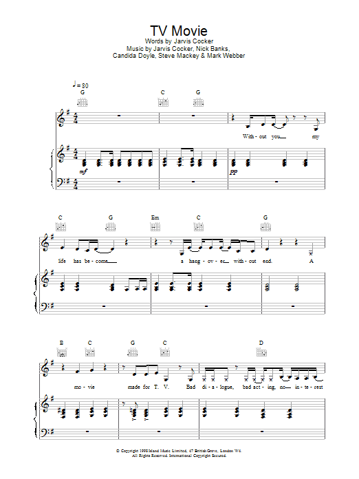 TV Movie (Piano, Vocal & Guitar Chords) von Pulp