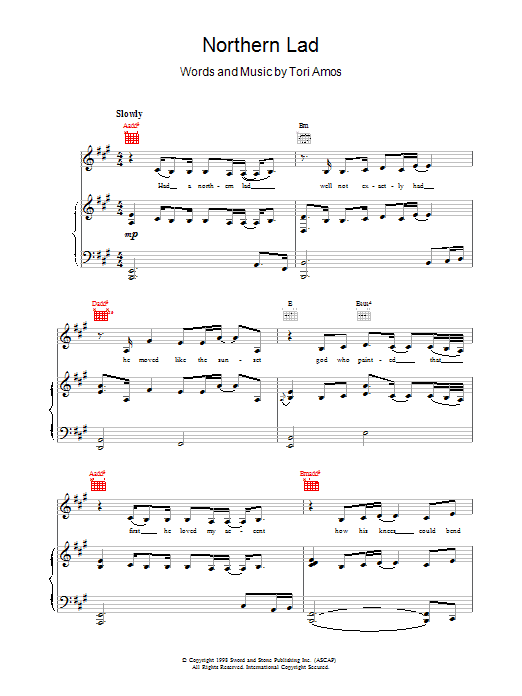 Northern Lad (Piano, Vocal & Guitar Chords) von Tori Amos