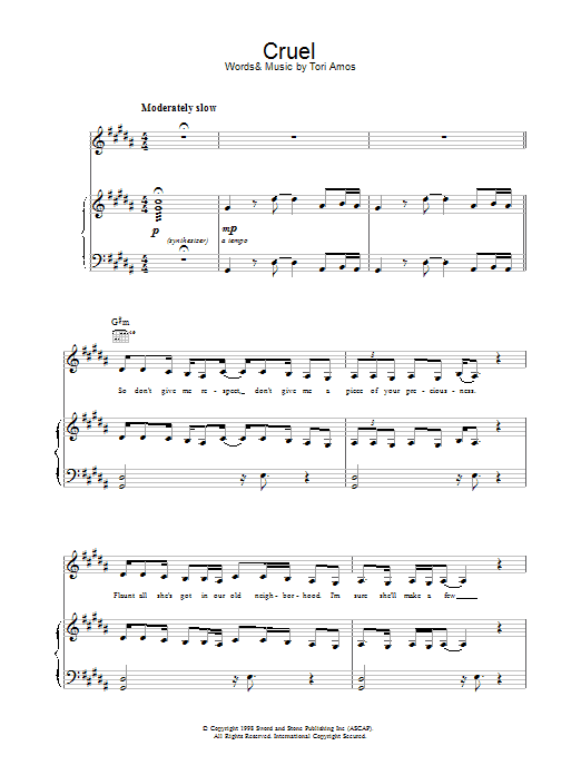 Cruel (Piano, Vocal & Guitar Chords) von Tori Amos