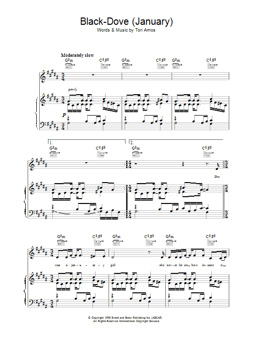 Black Dove (January) (Piano, Vocal & Guitar Chords) von Tori Amos