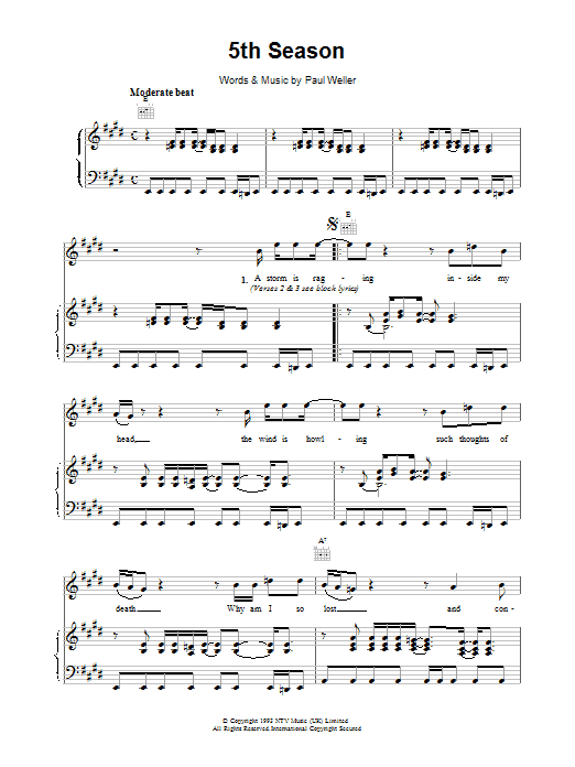 5th Season (Piano, Vocal & Guitar Chords) von Paul Weller