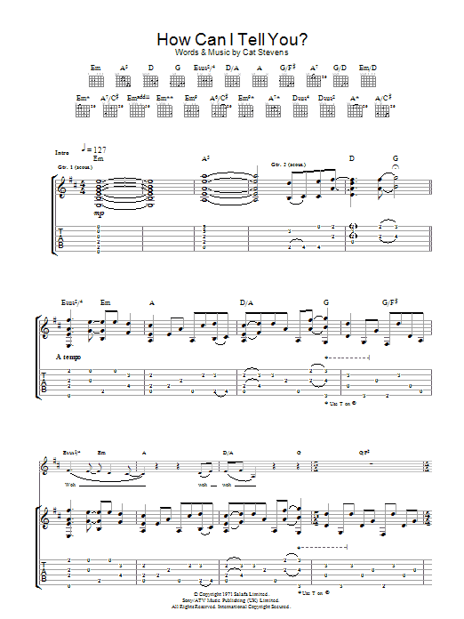 How Can I Tell You? (Guitar Tab) von Cat Stevens