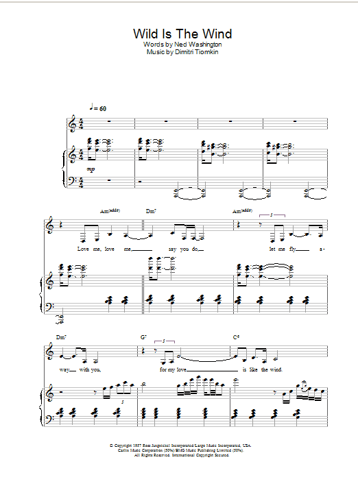 Wild Is The Wind (Piano, Vocal & Guitar Chords) von Nina Simone