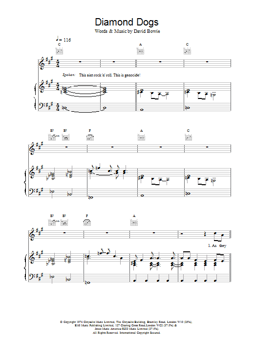 Diamond Dogs (Piano, Vocal & Guitar Chords) von David Bowie