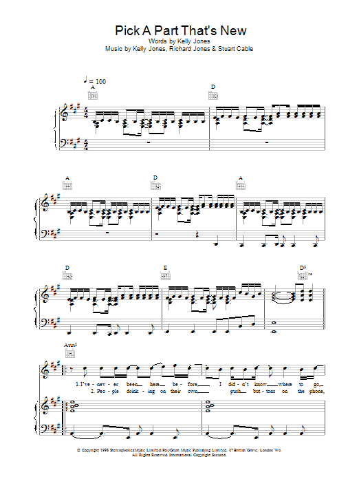 Pick A Part That's New (Piano, Vocal & Guitar Chords) von Stereophonics