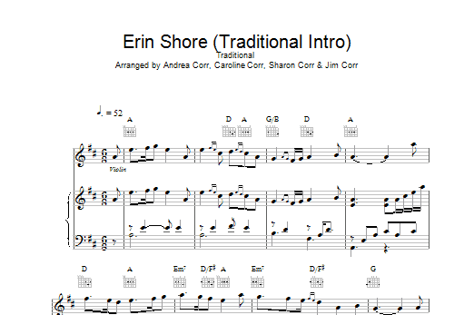 Erin Shore (Traditional Intro) (Piano, Vocal & Guitar Chords) von The Corrs