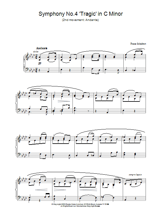 Symphony No.4 'Tragic' in C Minor - 2nd Movement: Andante (Piano Solo) von Franz Schubert