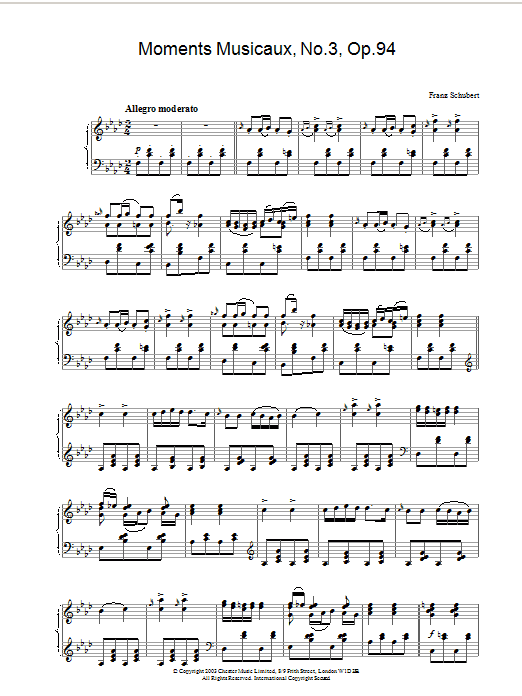 Moments Musicaux, No.3, Op.94 (Piano Solo) von Franz Schubert