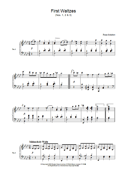 First Waltzes (Piano Solo) von Franz Schubert