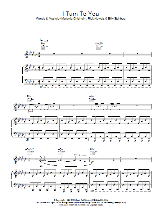 I Turn To You (Piano, Vocal & Guitar Chords) von Melanie C