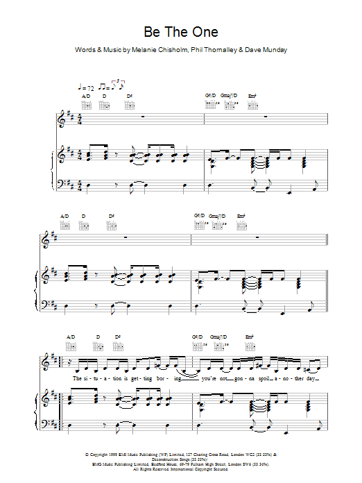 Be The One (Piano, Vocal & Guitar Chords) von Melanie C