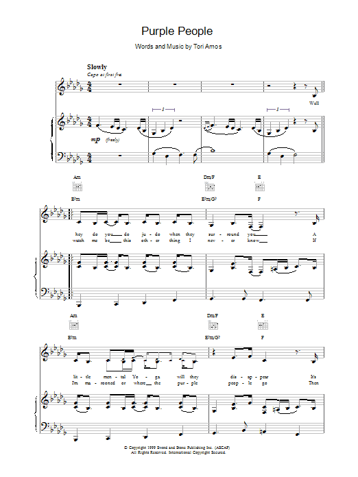 Purple people (Piano, Vocal & Guitar Chords) von Tori Amos
