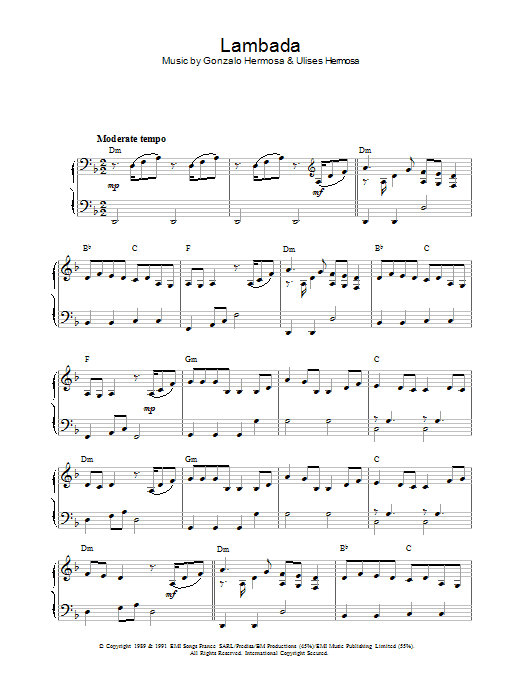 Lambada (Piano Solo) von Latin-American Standard