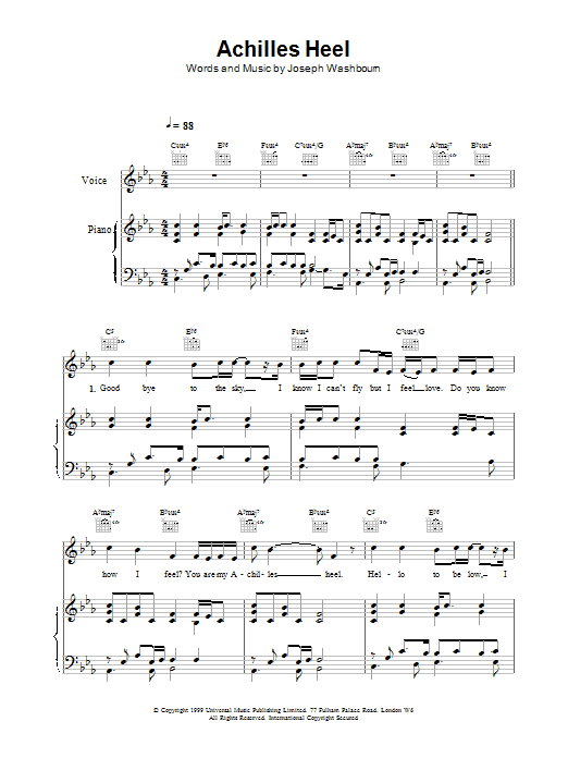 Achilles Heel (Piano, Vocal & Guitar Chords) von Toploader