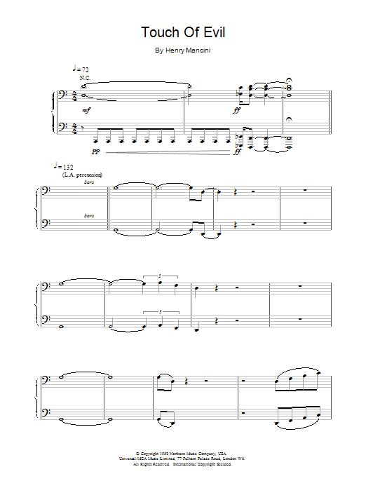 Touch of Evil (Piano Solo) von Henry Mancini