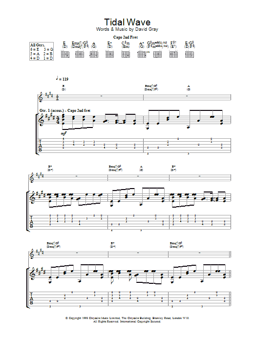 Tidal Wave (Guitar Tab) von David Gray