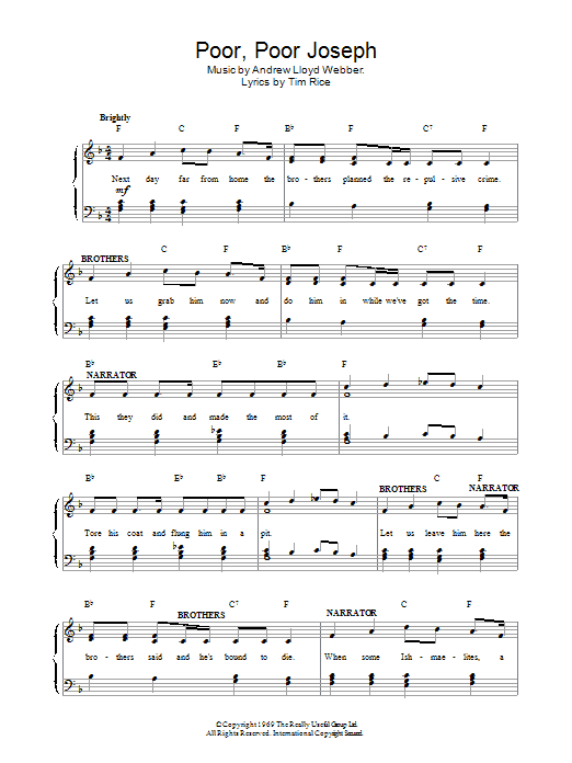 Poor Poor Joseph (Piano, Vocal & Guitar Chords) von Andrew Lloyd Webber