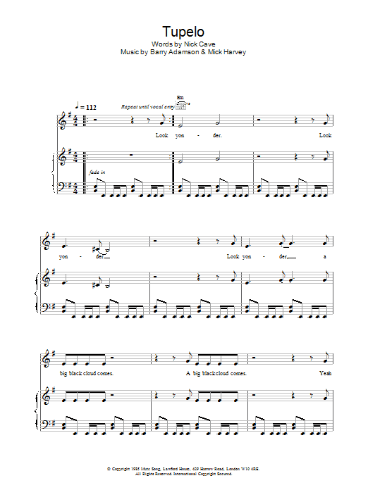 Tupelo (Piano, Vocal & Guitar Chords) von Nick Cave