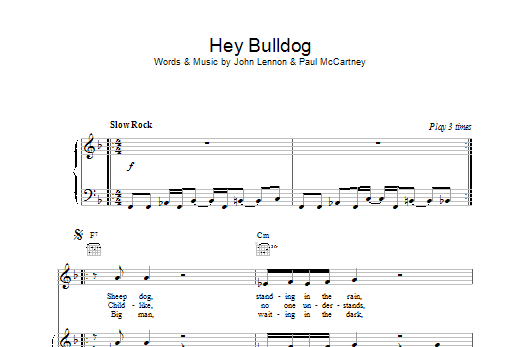 Hey Bulldog (Piano, Vocal & Guitar Chords) von The Beatles