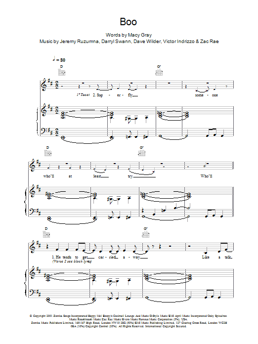 Boo (Piano, Vocal & Guitar Chords) von Macy Gray
