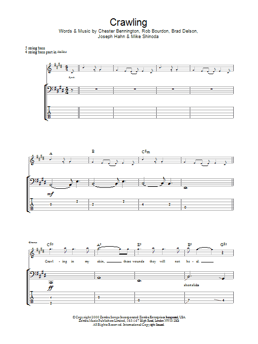 Crawling (Bass Guitar Tab) von Linkin Park