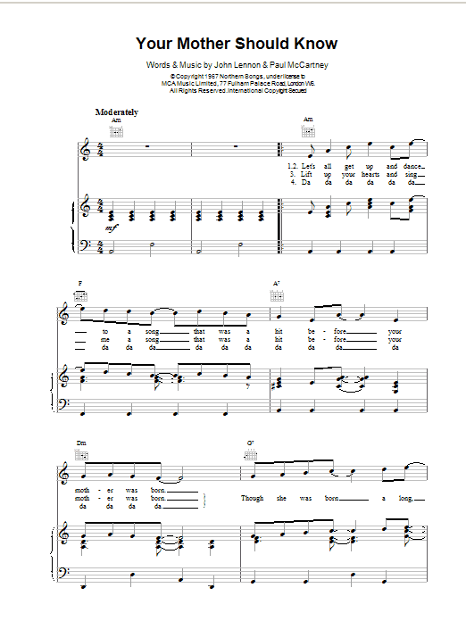 Your Mother Should Know (Piano, Vocal & Guitar Chords) von The Beatles