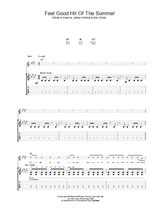 Feel Good Hit Of The Summer (Guitar Tab) von Queens Of The Stone Age