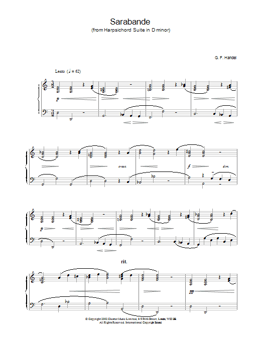 Sarabande (Piano Solo) von G. F. Handel