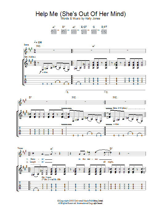 Help Me (She's Out Of Her Mind) (Guitar Tab) von Stereophonics