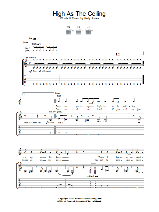 High As The Ceiling (Guitar Tab) von Stereophonics