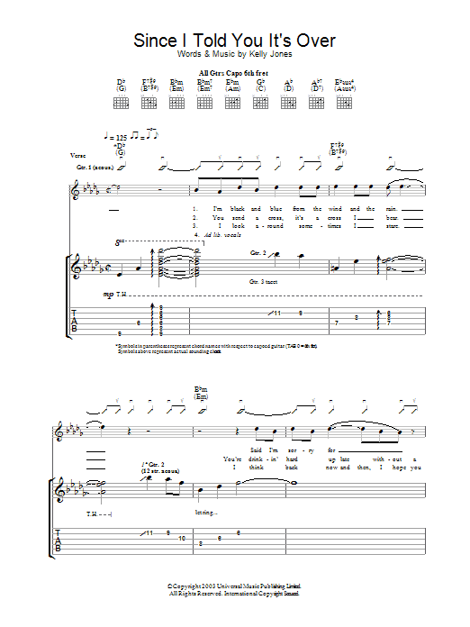 Since I Told You It's Over (Guitar Tab) von Stereophonics